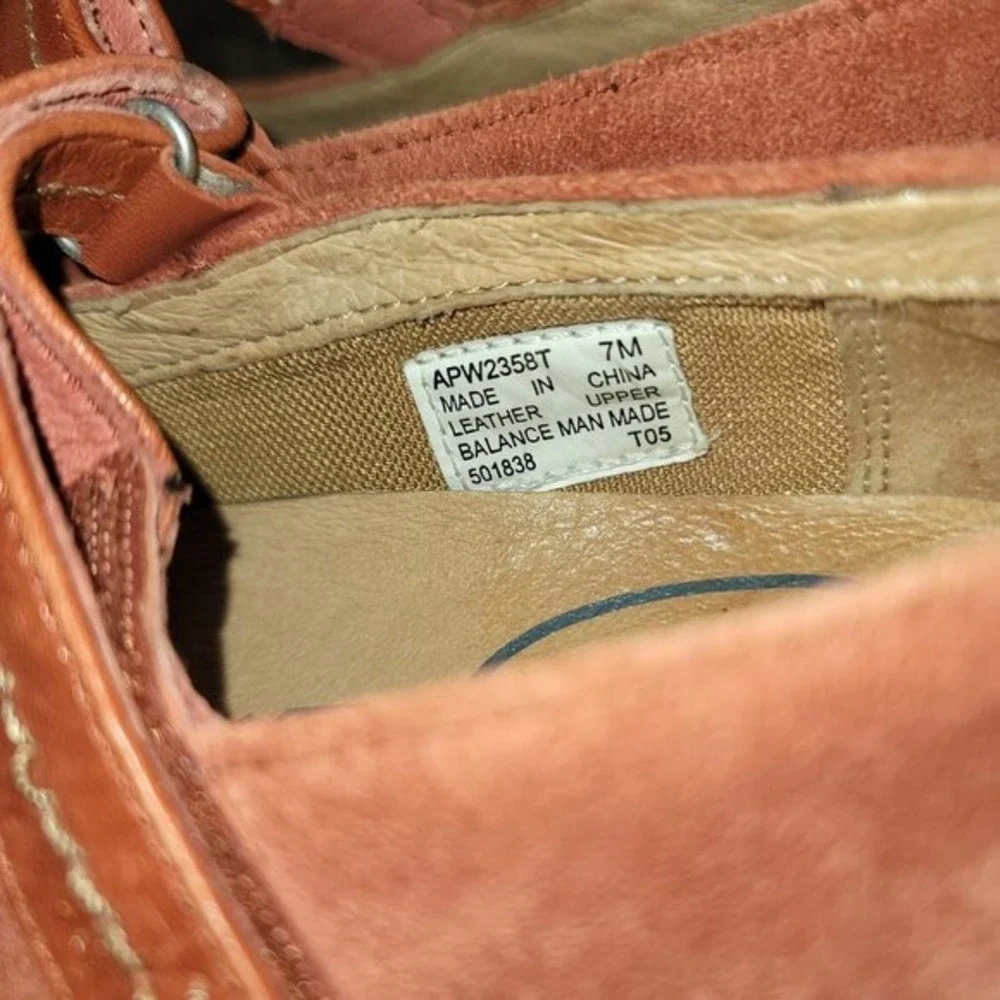 Rockport Women's Flat Mary Jane 7 Suede Orange Dress Shoe‎ Preppy Comfort Mature